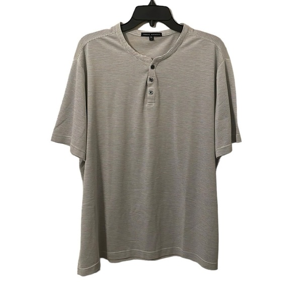 Robert Barakett Other - Robert Barakett Men's White Gray Short Sleeve Quarter Button Top Size XXL